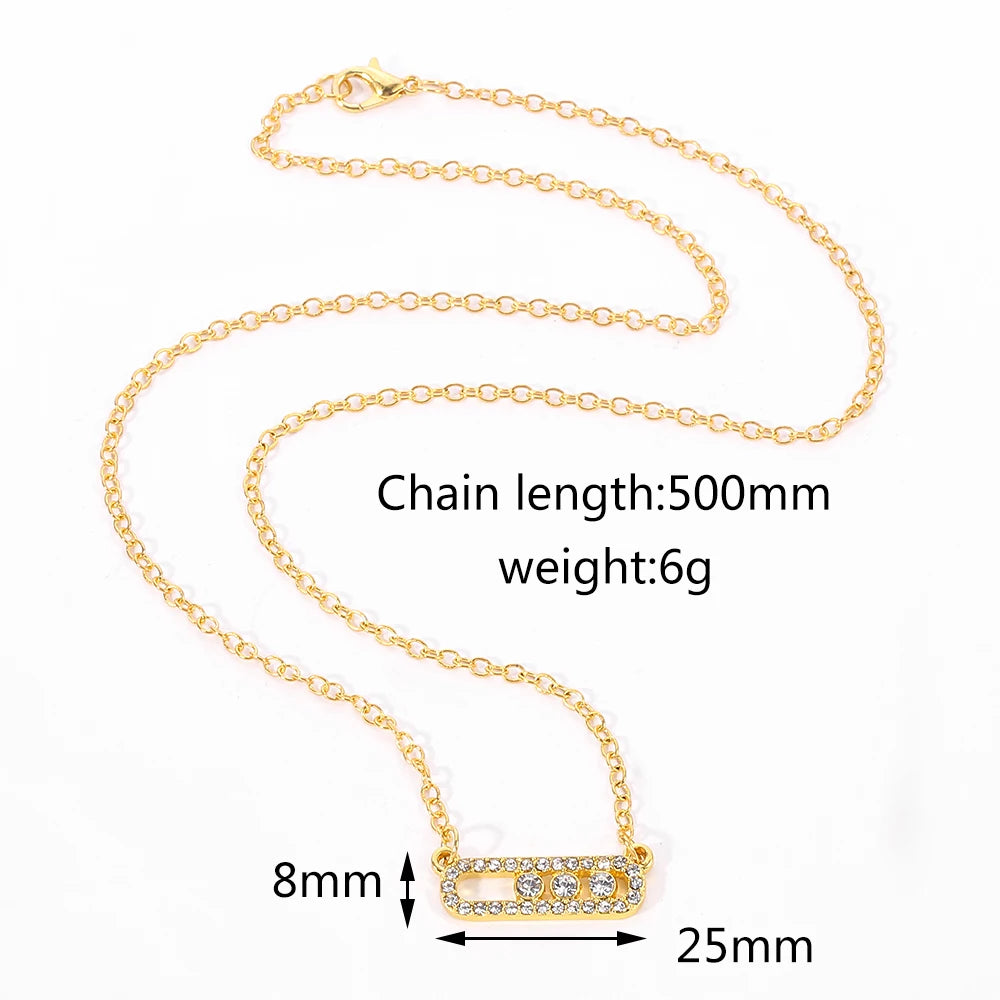 Minimalist Geometry Rhinestone Pendant Fashion Creative Necklace for Women And Girls Commute Jewelry Accessory