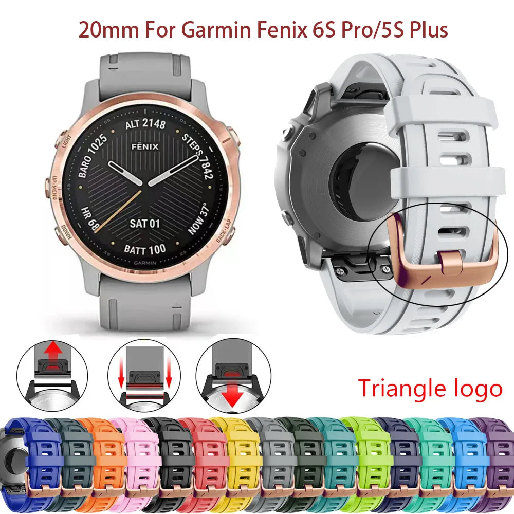 20mm Smart Watchbands For Garmin Approach S50 43mm S70 42mm Fenix 8 43mm 7S Pro 6S 5S Quick Release Silicone Bracelet Wristbands