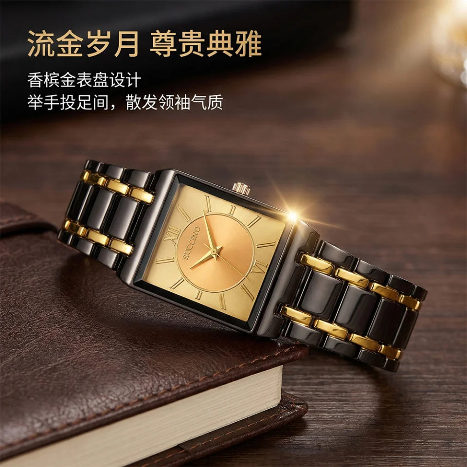 Men's Quartz Wristwatch Steel Band Male Classic Popular Watches Rectangular Minimalist Fashion Casual Business Watch For Daily