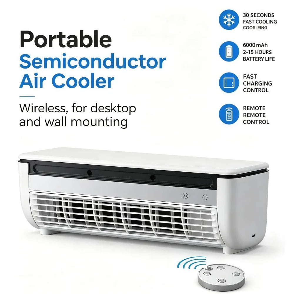 Mini Portable Wall Mount Air Conditioner with Core Cooling & Ice Mist,No-Drill Small Cooling Fan with Remote Control Home Office