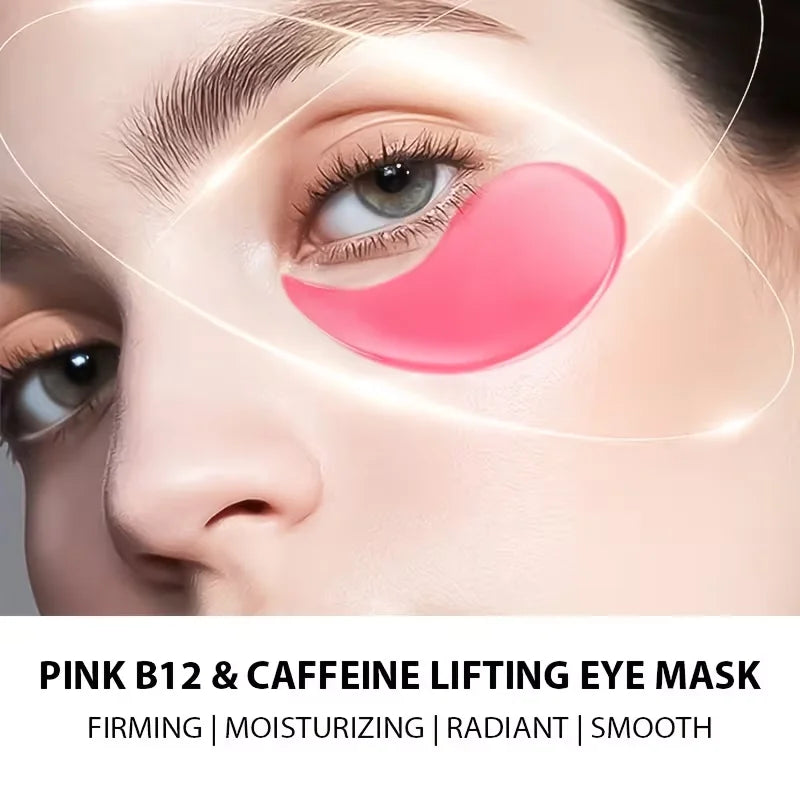 60 Pieces of Pn Pink Eye Patches/Eye Pads, Under-Eye Patches - Deeply Moisturizing, for a Refined Appearance, with a Powerful Hydrating and Cooling Experience, Gel Eye Patches Improve the Skin Around the Eyes, Suitable for Al