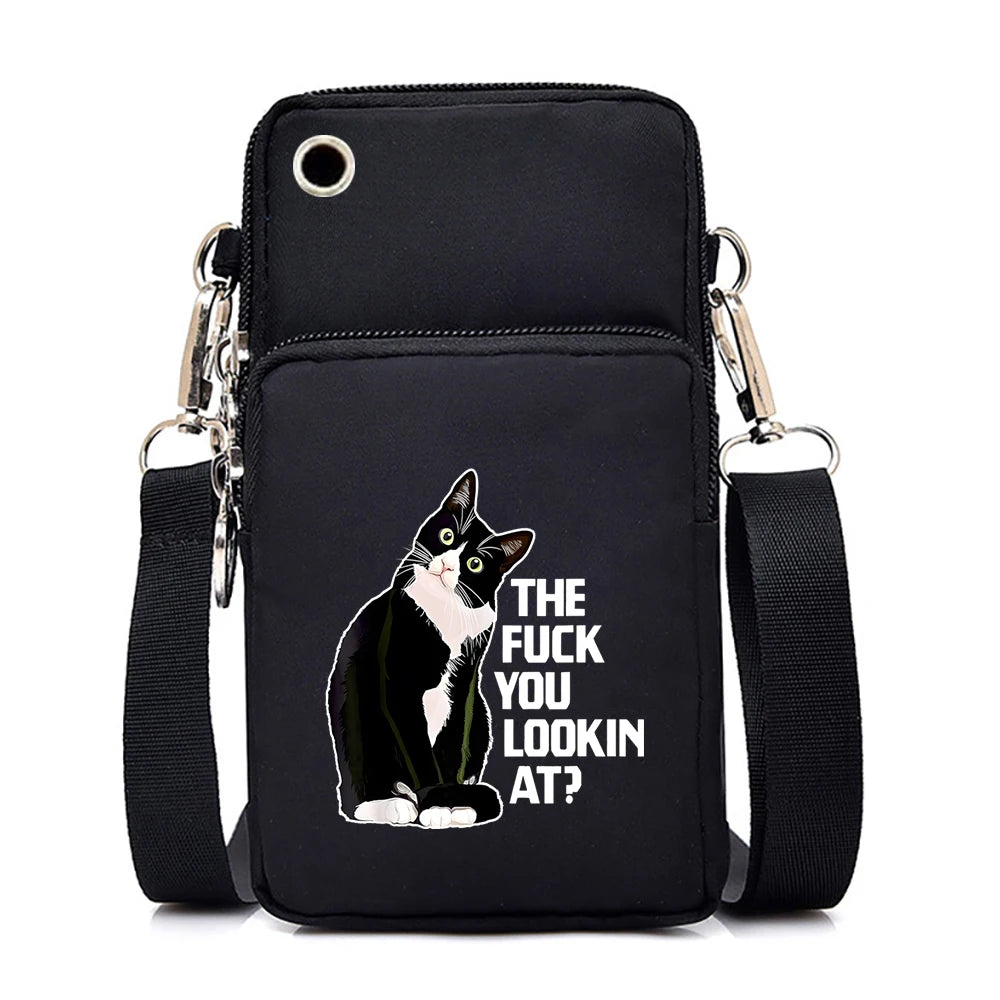 Cow Cat Crossbody Bags for Women Funny Graphic Purses and Handbags Harajuku Tote Bags Coin Wallet Women Mini Mobile Phone Bag