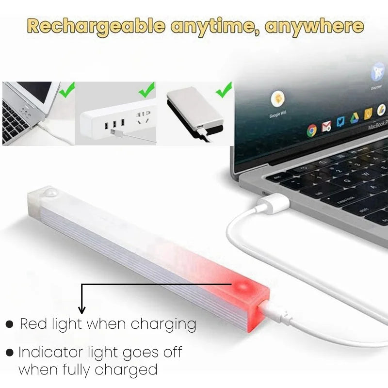 Wireless LED Night Lights Type C Rechargeable Motion Sensor Lights Closet Kitchen Night Lights Bedroom Cabinet Staircase Backlit