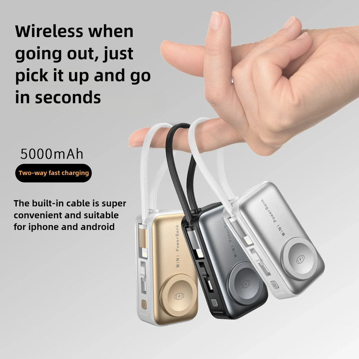 Mini Magnetic Power Bank 5000mAh with Bracket Digital Display Portable External Battery for Iphone Xiaomi Watch Earphone Phone