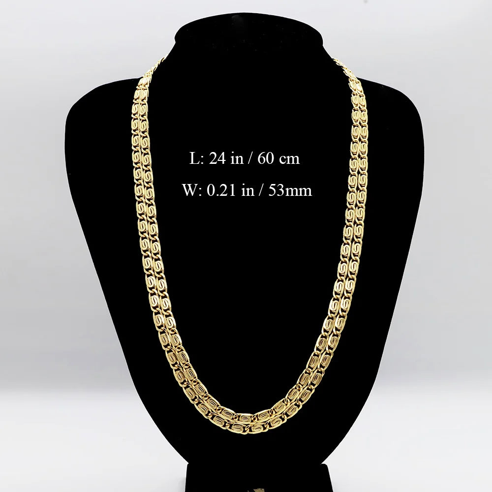 60cm 5.3mm Minimalist Necklace Fashion 18k Gold Plated Jewelry for Men And Women Suitable for Daily Wear