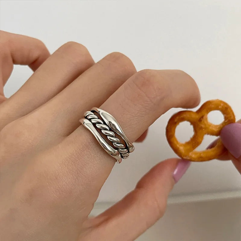 925 Sterling Silver Weave Stackable Rings For Women Wedding  Luxury Jewelry Accessories Wholesale Jewellery Argent 925