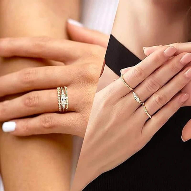 Stackable Gold Rings for Women Dainty 14K Trendy Gold Plated Non Tarnish Stacking Cubic Zirconia Fashion Ring Jewelry Size 6 -10