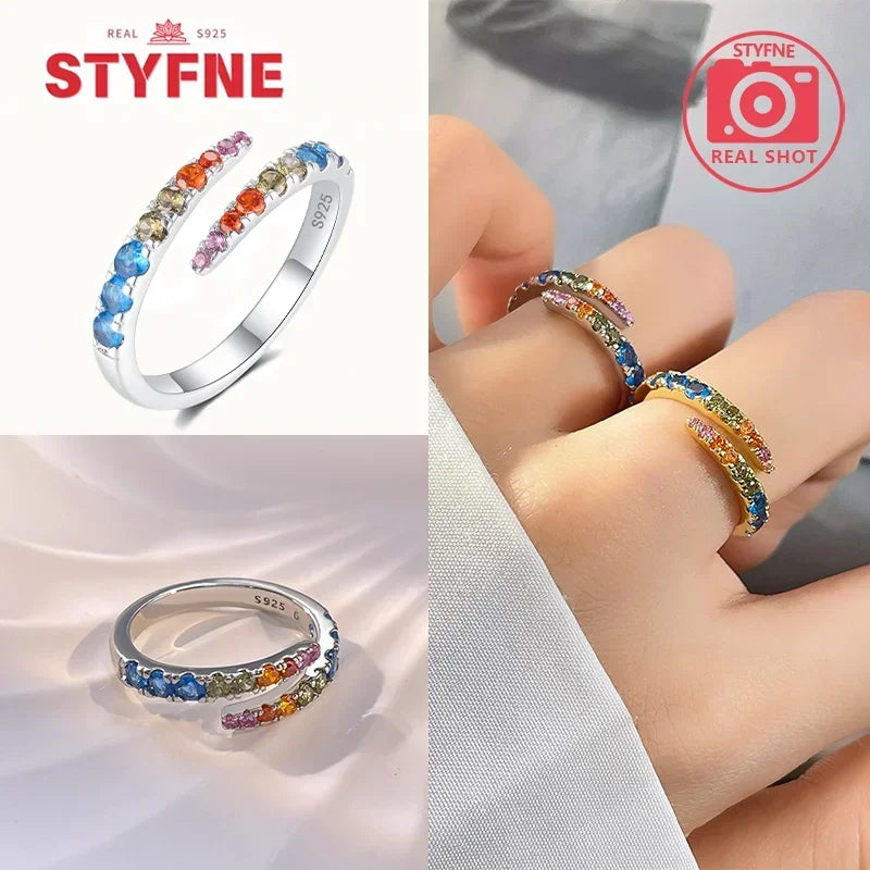 925 Sterling Silver Rings Stackable Colored Shiny Zircon for Women Original Silver 925 Wedding Ring Fine Jewelry Gift