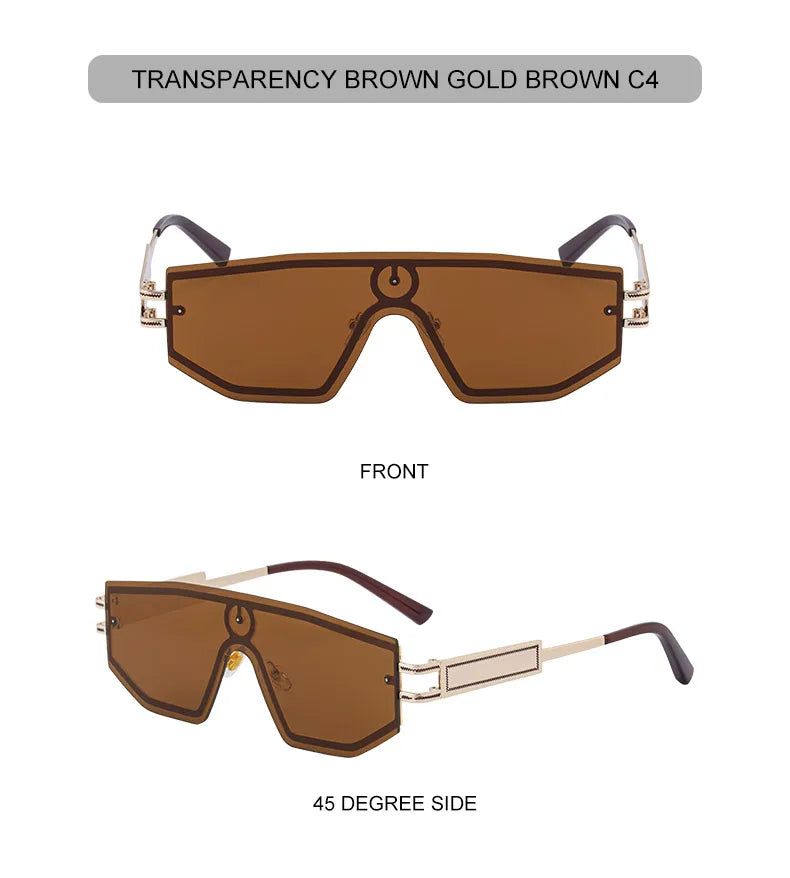 Premium Luxury Design One-piece Punk Sunglasses Men Women 2026 Fashion Metal Anti-reflective Outdoor Sun Shades Gafas UV400