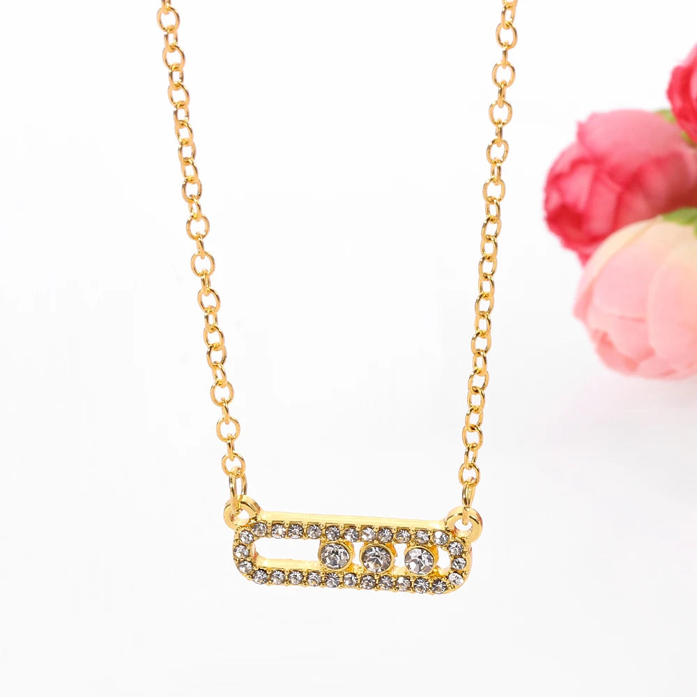 Minimalist Geometry Rhinestone Pendant Fashion Creative Necklace for Women And Girls Commute Jewelry Accessory