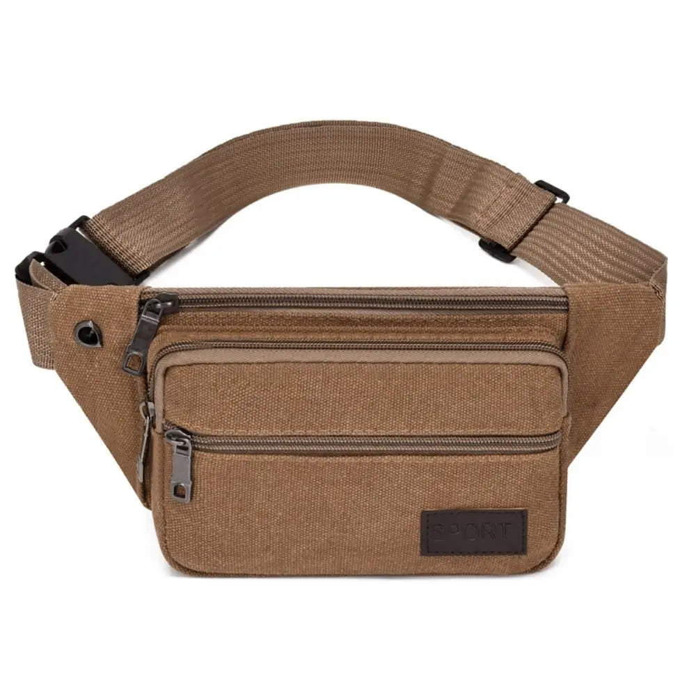 Men's Canvas Crossbody Bags Multifunctional Multi-Pockets Storage Bag Chest Shoulder Bag Large Capacity Waist Bag Chest Pack