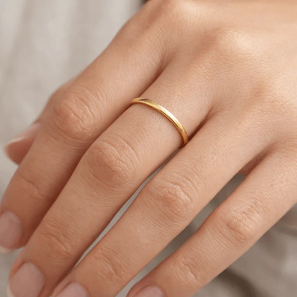 Durable Stackable Plain Band Rings 2MM Twist Design Thin Rings Minimalist Style Smooth Titanium Steel Rings Party Jewelry