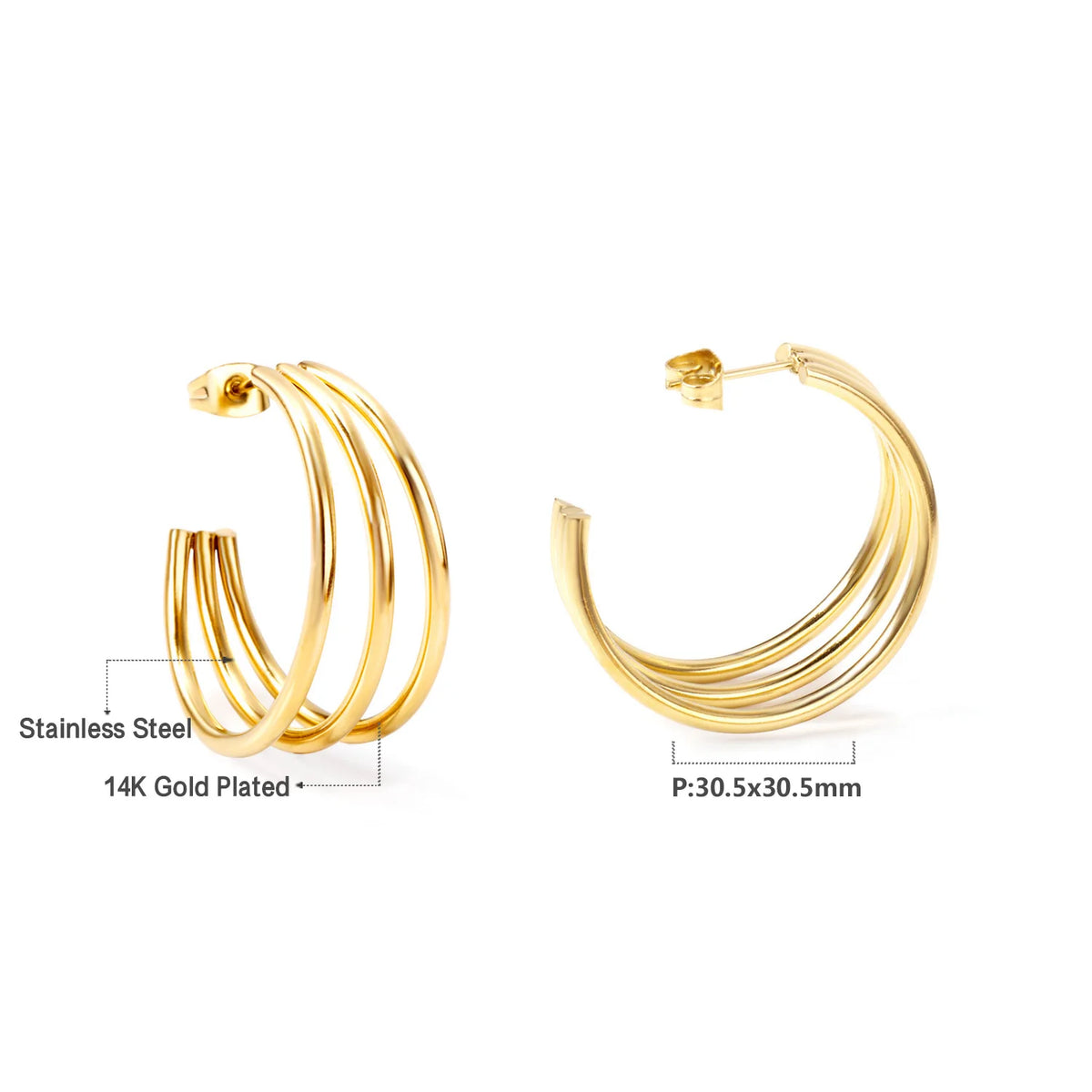 LUXUSTEEL Fashionable Drop Earring for Women Stainless Steel Golden Elegant Hoop Earrings Geometric Jewelry Party Gifts