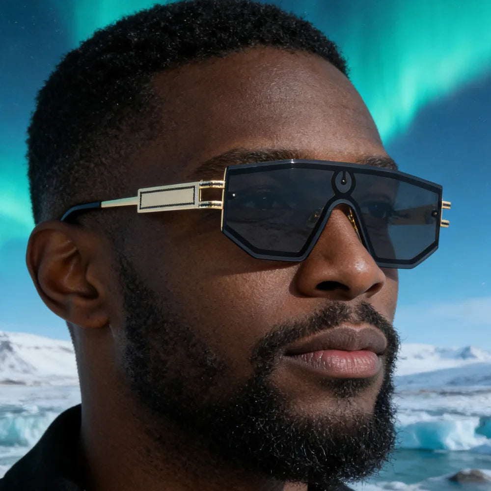 Premium Luxury Design One-piece Punk Sunglasses Men Women 2026 Fashion Metal Anti-reflective Outdoor Sun Shades Gafas UV400