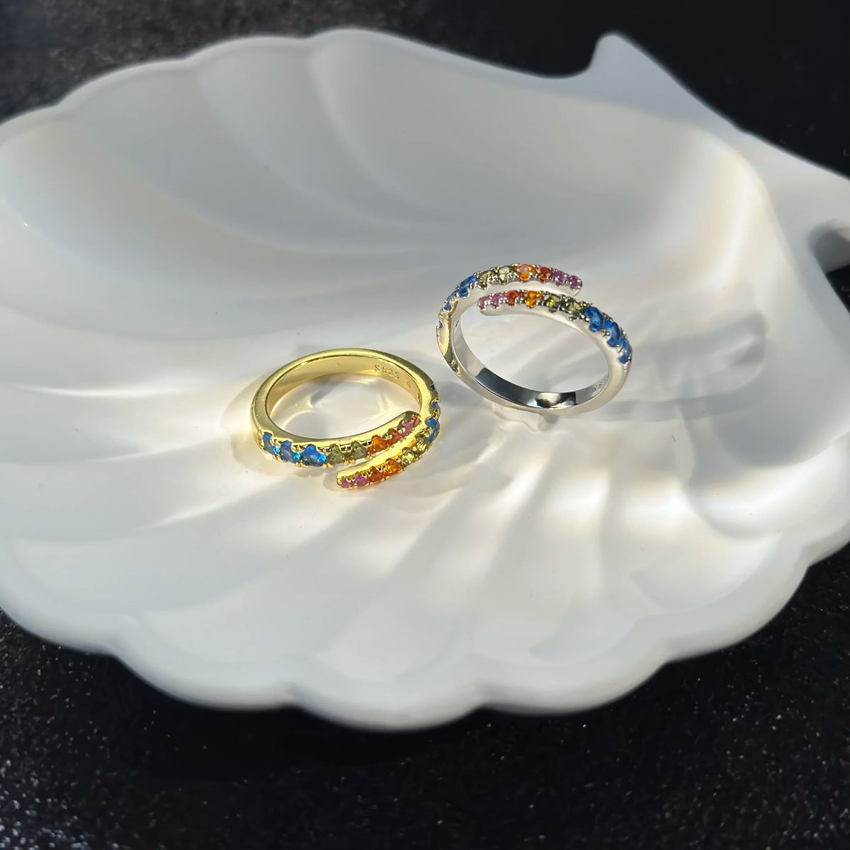 925 Sterling Silver Rings Stackable Colored Shiny Zircon for Women Original Silver 925 Wedding Ring Fine Jewelry Gift