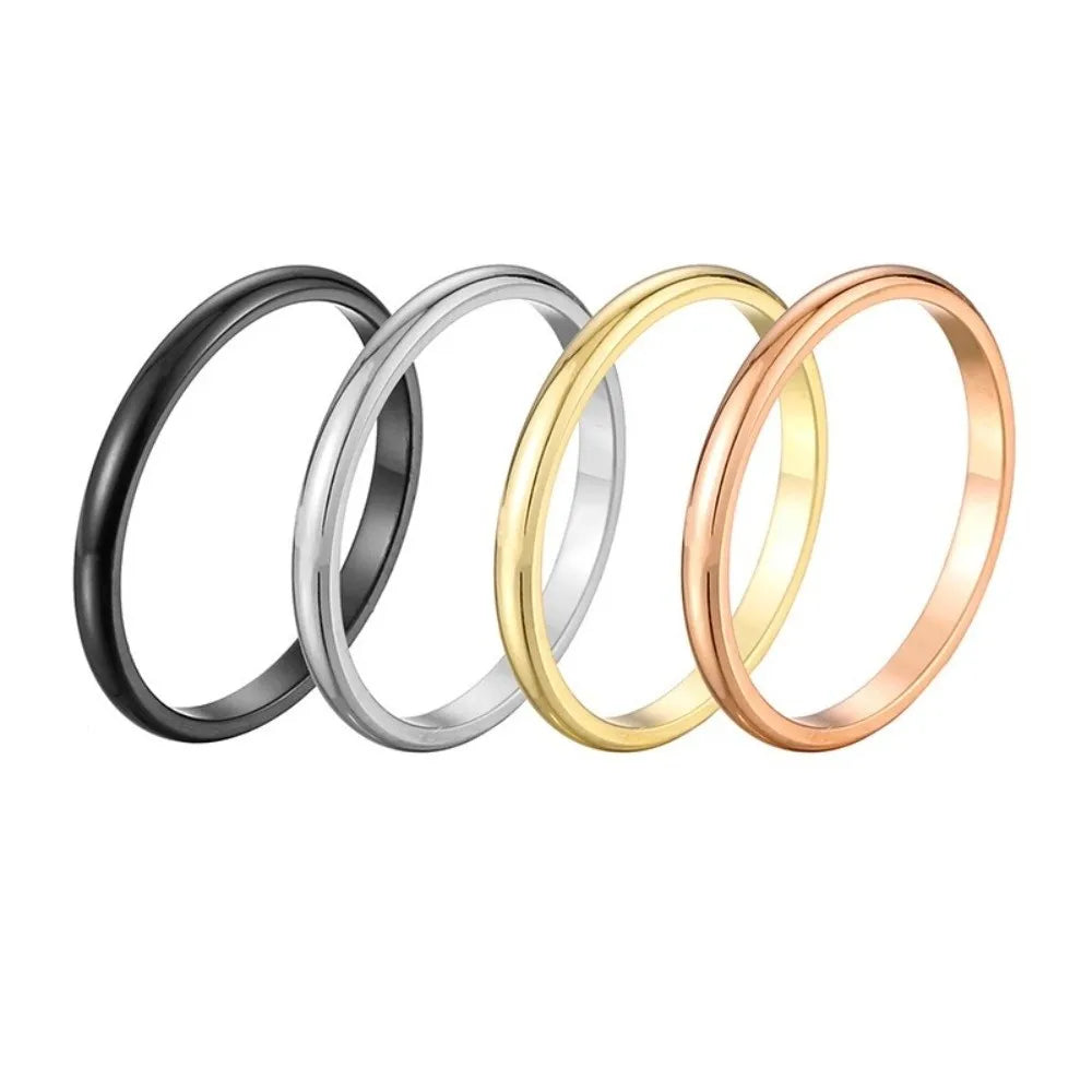 Durable Stackable Plain Band Rings 2MM Twist Design Thin Rings Minimalist Style Smooth Titanium Steel Rings Party Jewelry