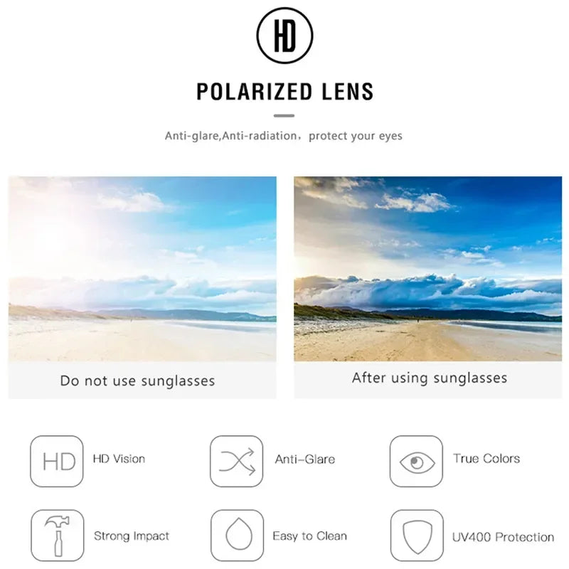 Polarized Square Sunglasses UV400 Black Fashion Shades for Men & Women Ideal for Driving Fishing & Outdoor Sports