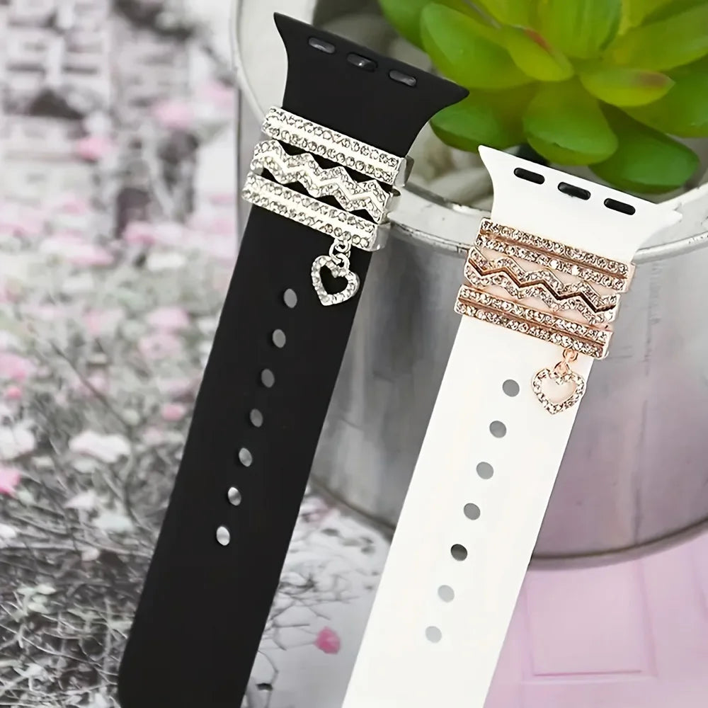 1 set of fashionable rhinestone element design smart watch accessories, suitable for decorating multiple smart watch straps