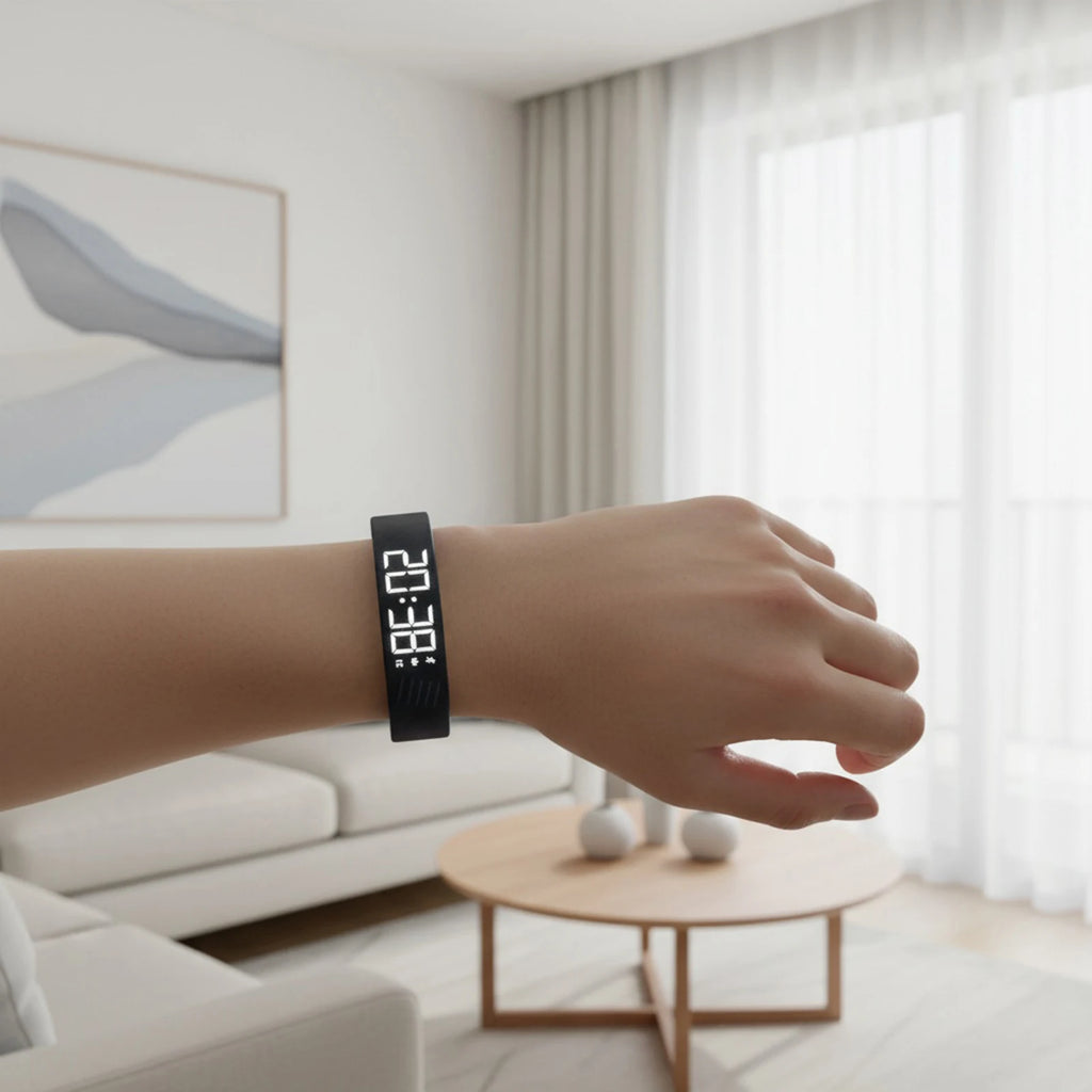  Smart Bracelet Vibrating Alarm Wristband W/Step Counter Pedometer Silent Vibration Alarm Watch Unique for Deepsleepers Elderly