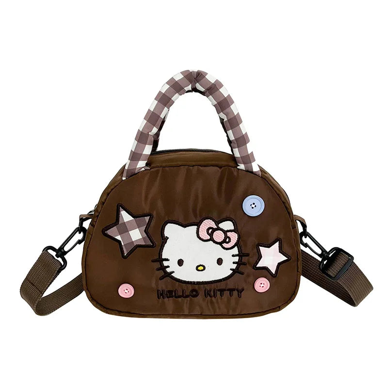 Cute Kitty Crossbody Bag Checkered Commuter Handbag, Creative Cartoon Shoulder Bag, Gift for Girlfriend