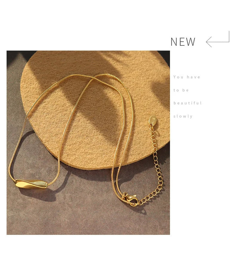 Minimalist Stainless Steel Necklace For Women 18K Gold Plated No Tarnish Waterproof Women's Spiral Pendant Neck Chain Necklaces