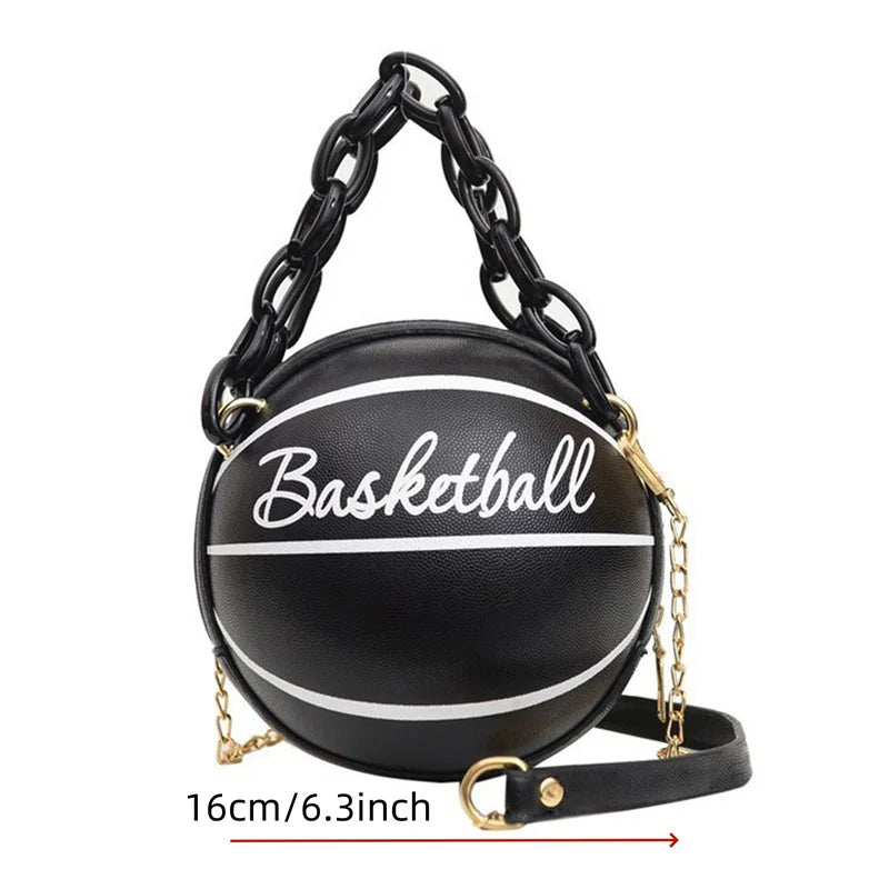 2025 Crossbody Bag New Network Red Personality Fun Pink Ins Versatile Chain Football Basketball Shoulder Bag Small Round Bag