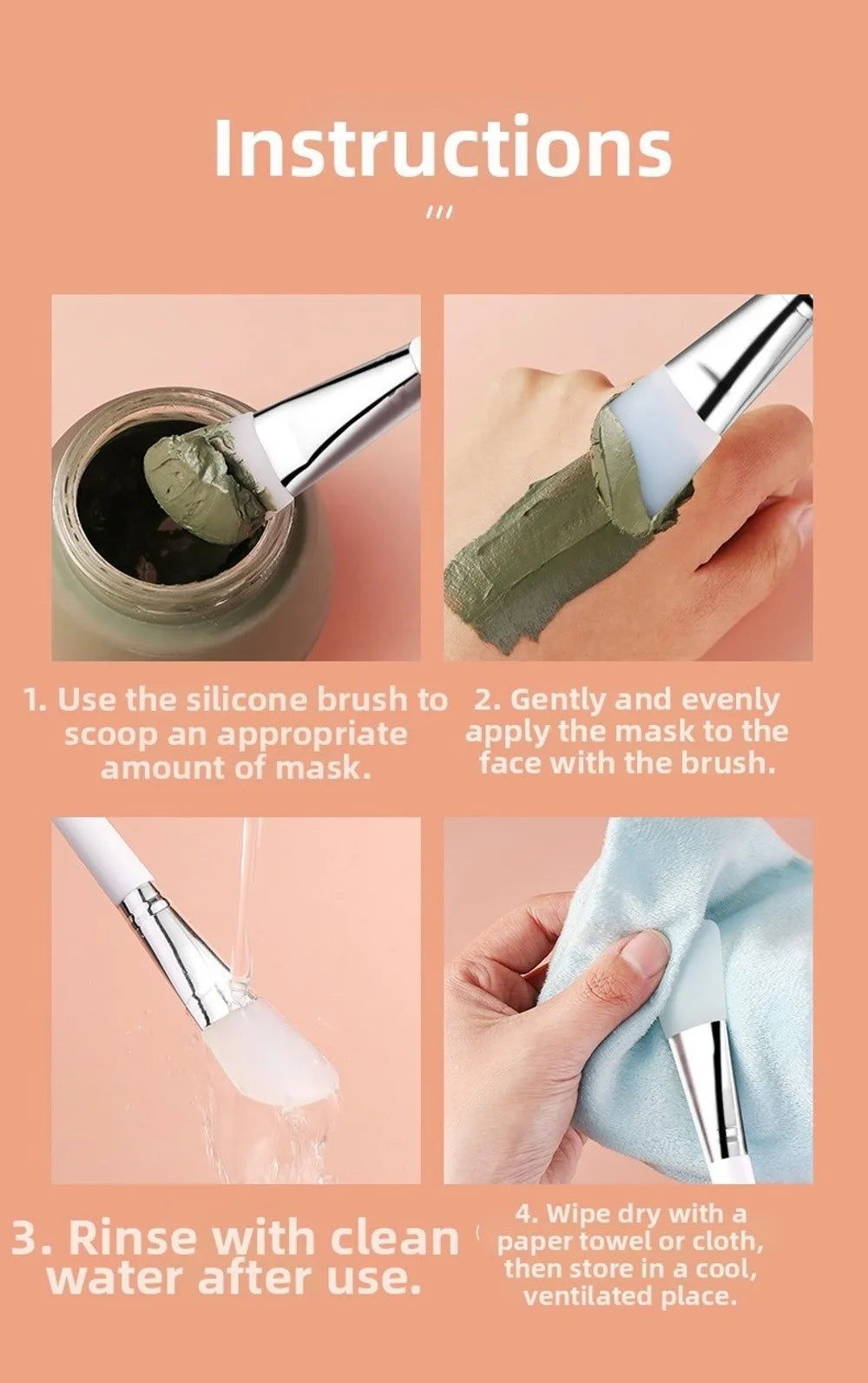 New DIY Silicone Facial Mask Brush Reusable White Face Mask Applicator Easy Clean Soft Head Makeup Tool Brush Skin Care Tools