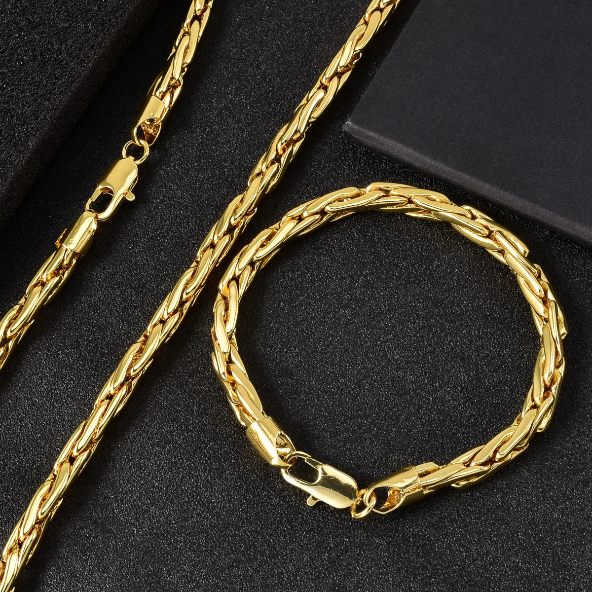Minimalist Copper Twisted Chain Necklace  Bracelet Set for Women Men Simple Layered Jewelry Gift Ready Hypoallergenic