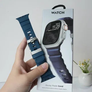 Luxury Silicone Band for iWatch 46mm Series 10 Ultra2 49mm 45mm Breathable Sport Strap for 44mm 42mm Series 9 8 7 6 5 4 3 2 1 SE