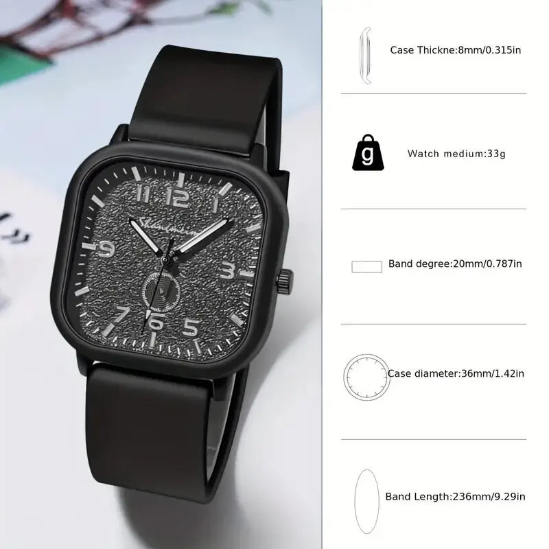 A stylish quartz watch with a personalized silicone band, the perfect choice for birthday, Valentine's Day, and New Year gifts
