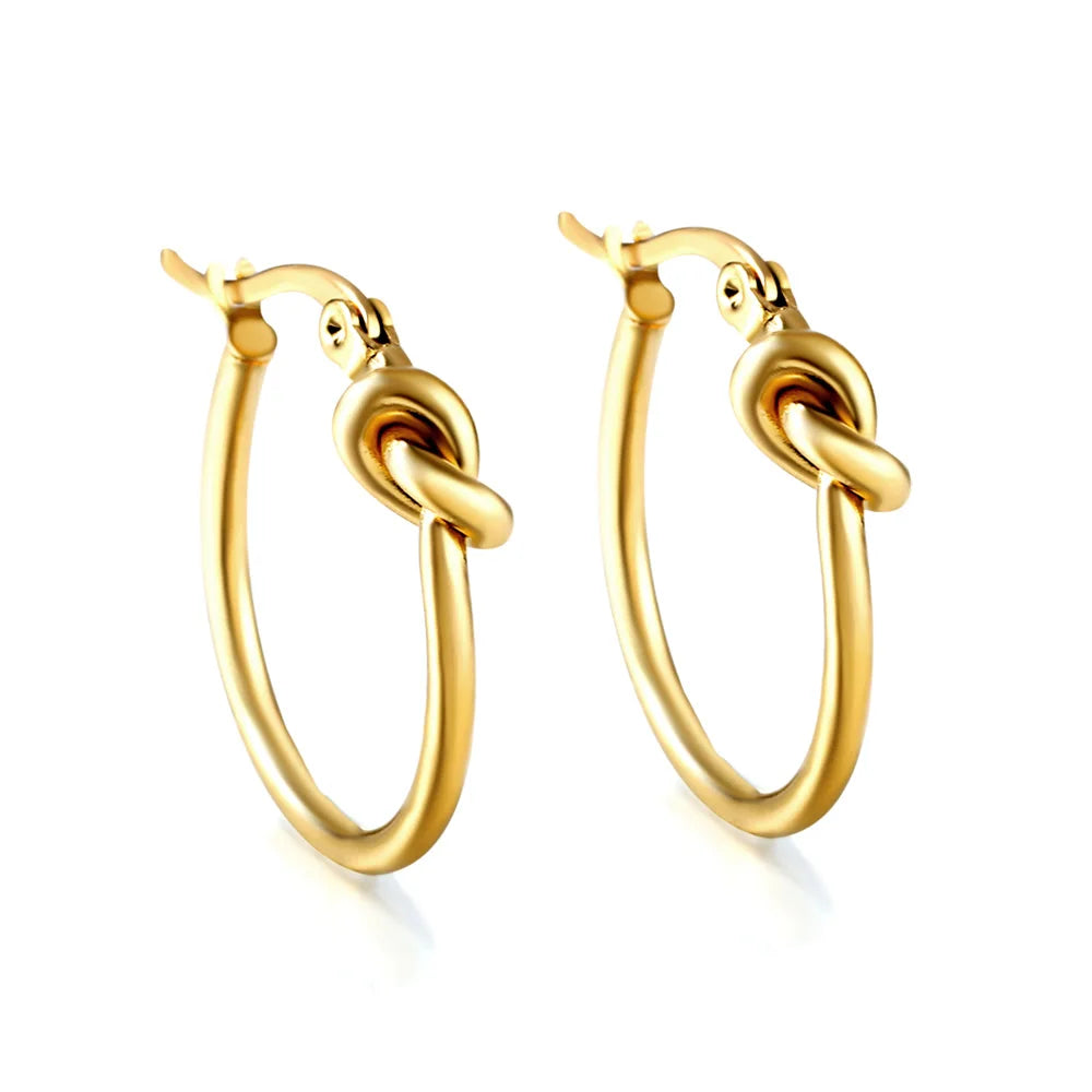 LUXUSTEEL Fashionable Drop Earring for Women Stainless Steel Golden Elegant Hoop Earrings Geometric Jewelry Party Gifts