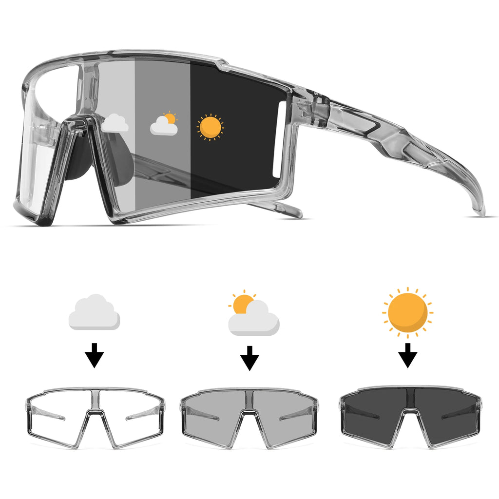 Premium Oversized Photochromic Sports Sunglasses - One-Piece Lens, UV400 Unisex for Cycling, Hiking & Outdoor Adventures