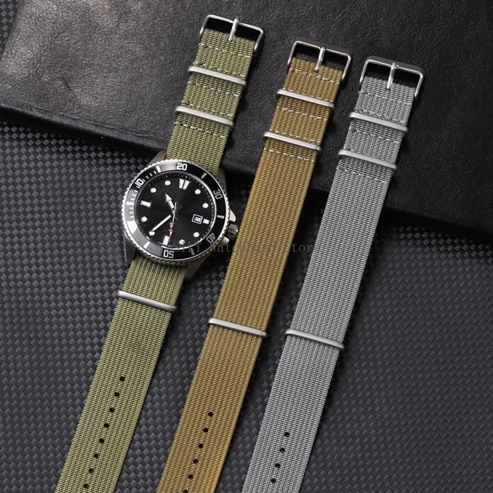 Military Nylon Smartwatch Band 18mm 20mm 22mm Universal Men Women Canvas Strap Fabric Army Replacement Wristbelt Sport Bracelets