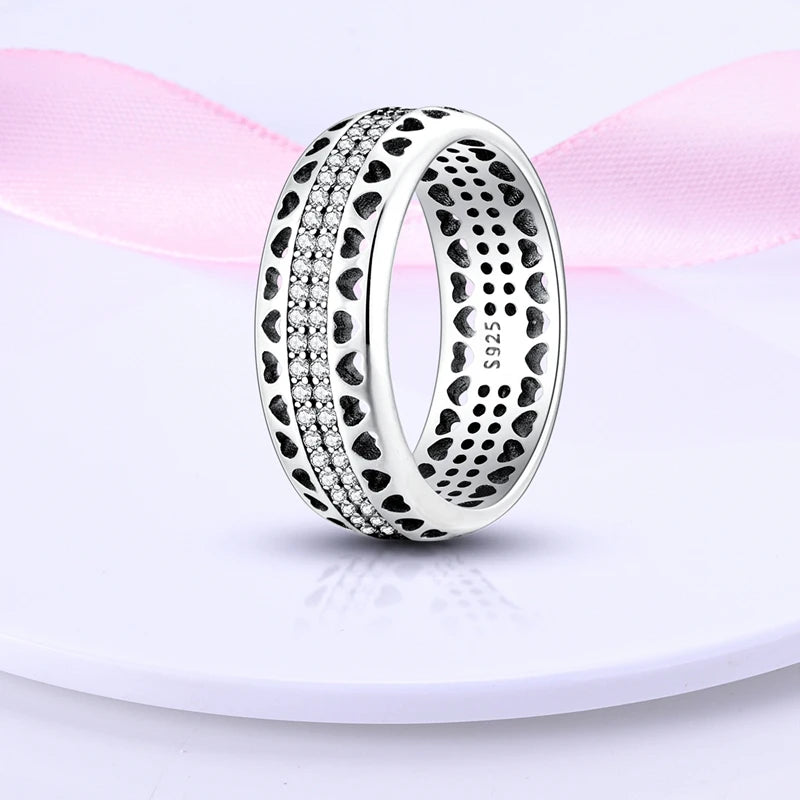 New Original 925 Sterling Silver Rings Stackable Infinite Silver Zircon Ring For Women Wedding Anniversary Birthday Jewelry Gift