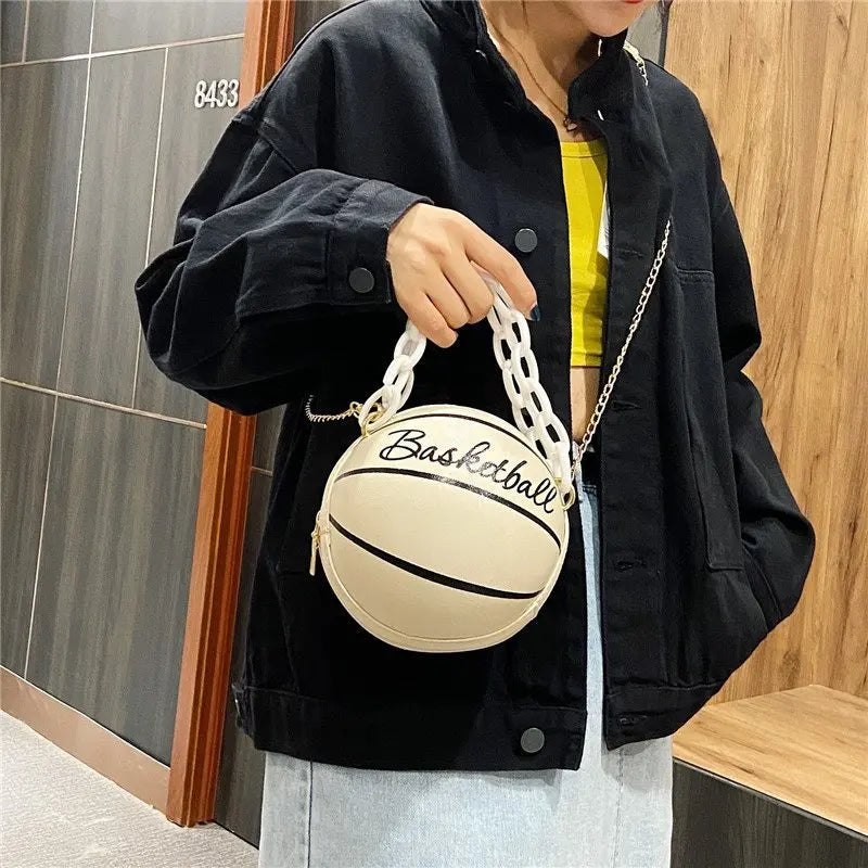 2025 Crossbody Bag New Network Red Personality Fun Pink Ins Versatile Chain Football Basketball Shoulder Bag Small Round Bag