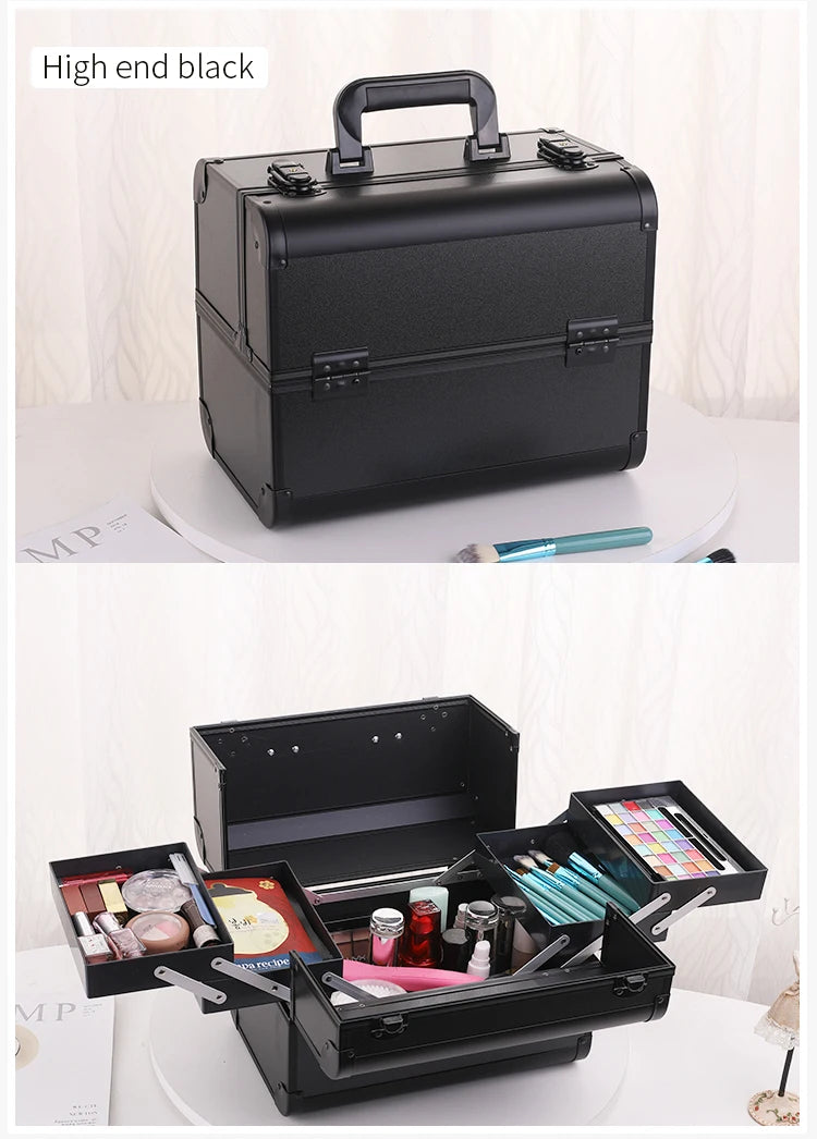 Makeup Case Cosmetic Organizer Case Extra Large 12 Inch 6 Trays Portable Makeup Organizer Case Make Up Carrying Box