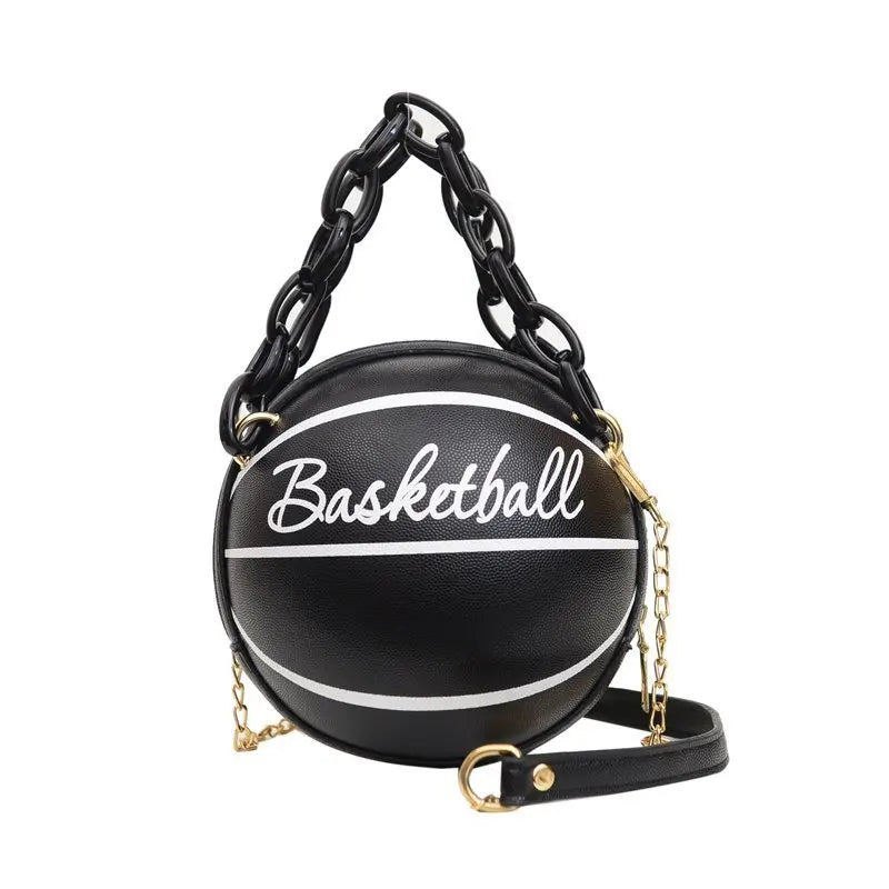 2025 Crossbody Bag New Network Red Personality Fun Pink Ins Versatile Chain Football Basketball Shoulder Bag Small Round Bag