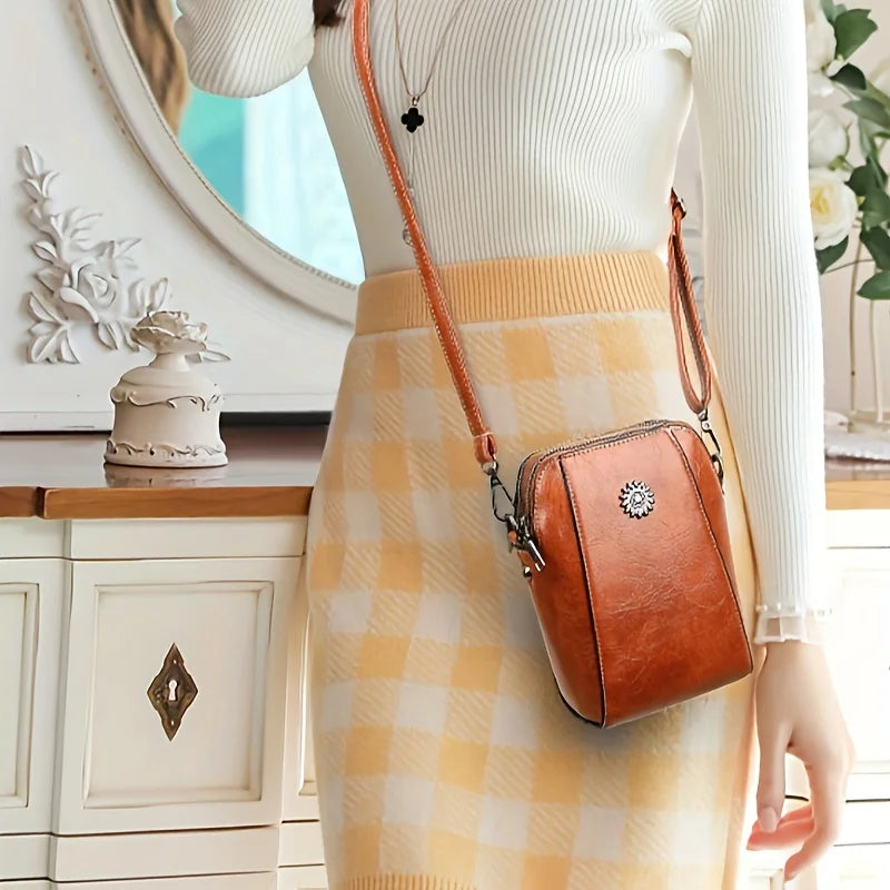 Chic Leather Crossbody Phone Bag, Compact & Stylish for Daily Use Adjustable Strap Perfect for Women Fashion Everyday Essential