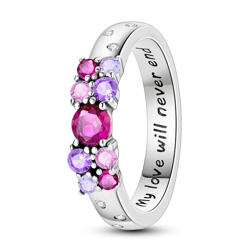 New Original 925 Sterling Silver Rings Stackable Infinite Silver Zircon Ring For Women Wedding Anniversary Birthday Jewelry Gift