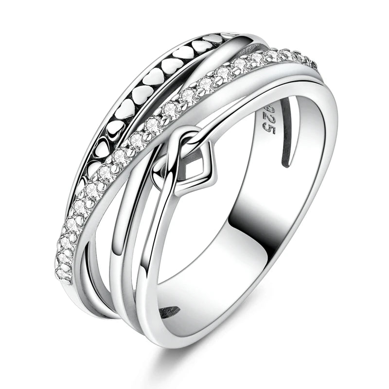 New Original 925 Sterling Silver Rings Stackable Infinite Silver Zircon Ring For Women Wedding Anniversary Birthday Jewelry Gift