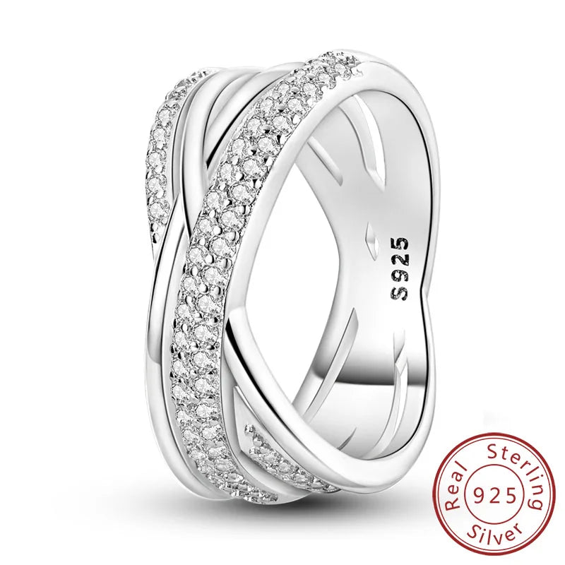 New Original 925 Sterling Silver Rings Stackable Infinite Silver Zircon Ring For Women Wedding Anniversary Birthday Jewelry Gift