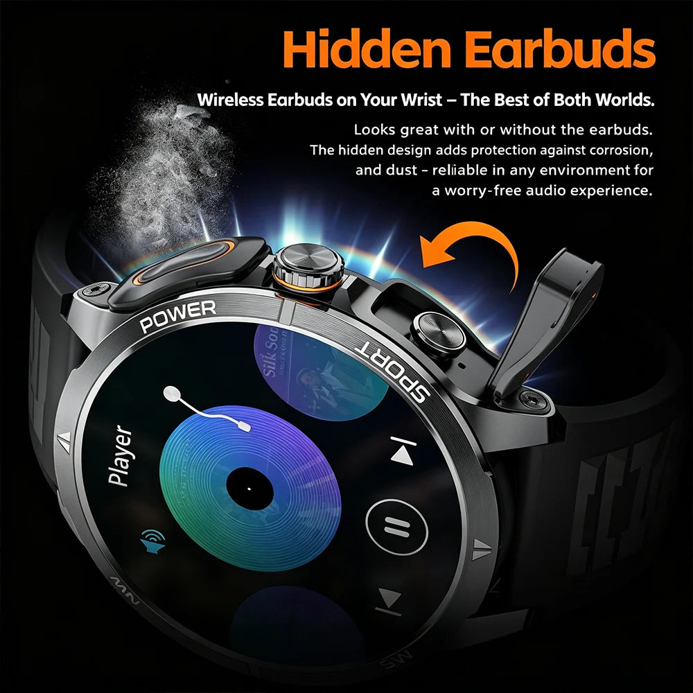 2026 2 In 1 TWS Headset Smart Watch 1.43" Earphones Music Smartwatch Women Men Sport Fitness Heart Rate Health Tracker Watches