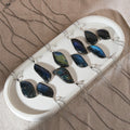 Minimalist Trendy Necklace Natural Gemstone Pendant Irregular Labradorite Necklace Silver-Plated Chain Unisex Gift Necklaces