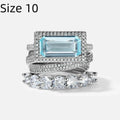 Large Rectangular Stone Stackable Ring Set European Style Fine Inlay Craft Stacking Rings Trendy Style Shine Brightly