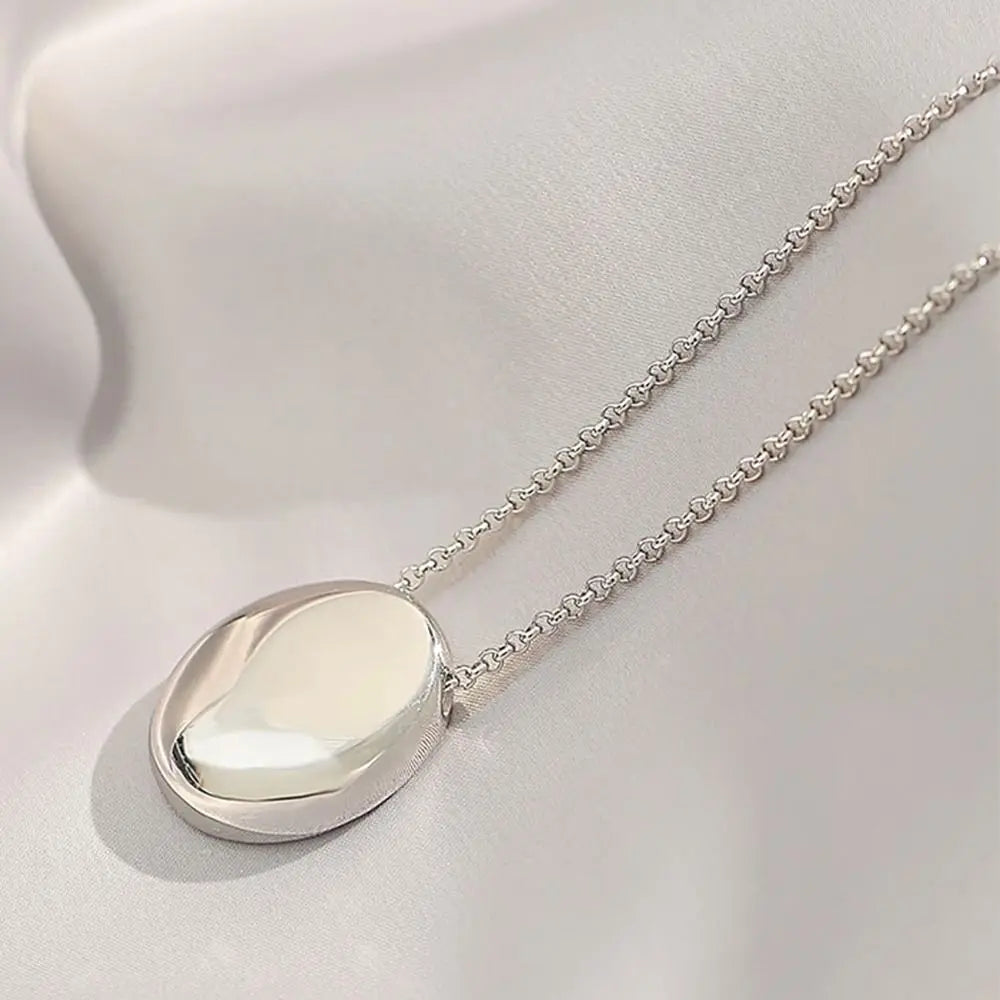 Minimalistic Oval Titanium Steel Necklace for Women Long Sweater Chain Luxury Charm Thin Chain Party Elegant Jewelry Accessories