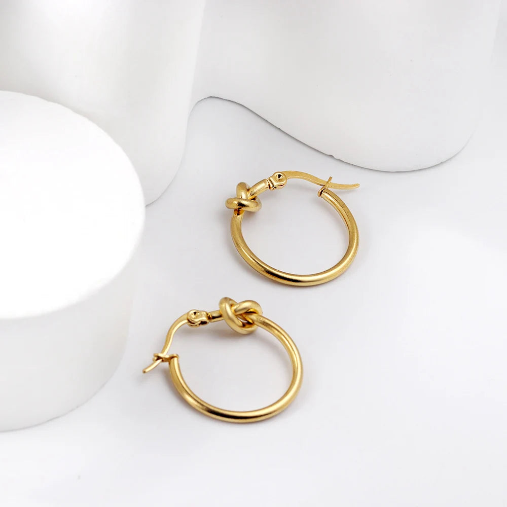 LUXUSTEEL Fashionable Drop Earring for Women Stainless Steel Golden Elegant Hoop Earrings Geometric Jewelry Party Gifts