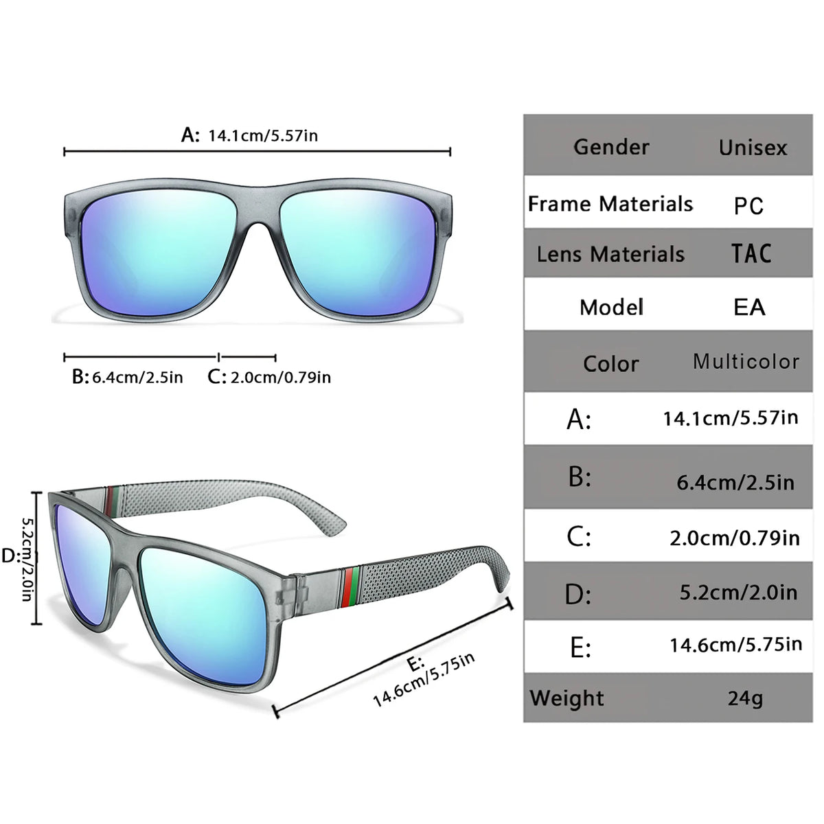 Classic Brand Men Square Polarized Fishing Sunglasses Outdoor Driving Cycling Running Goggles Vintage Large Frame UV400