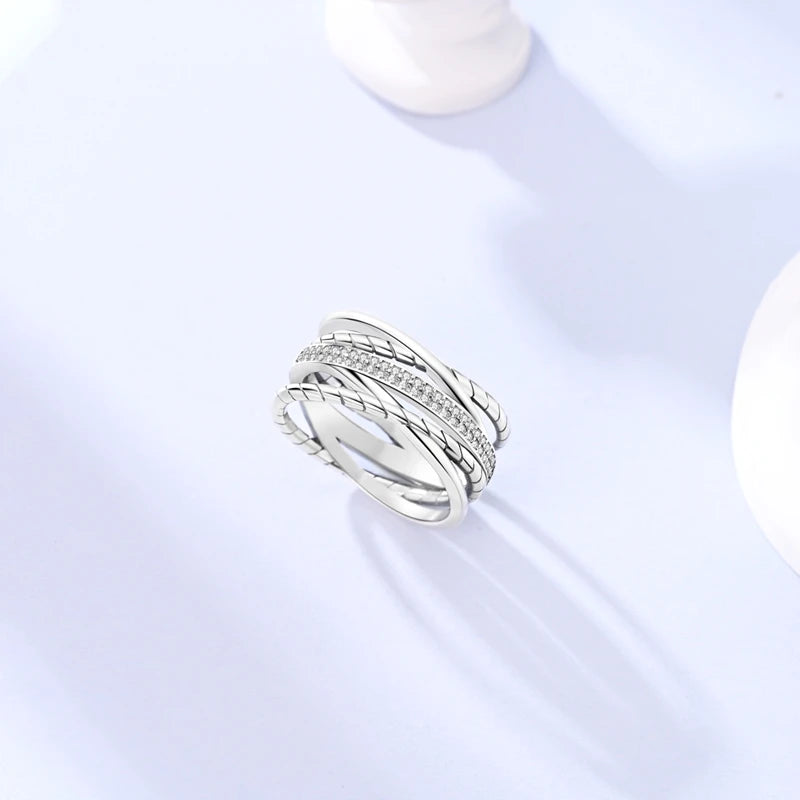 New Original 925 Sterling Silver Rings Stackable Infinite Silver Zircon Ring For Women Wedding Anniversary Birthday Jewelry Gift
