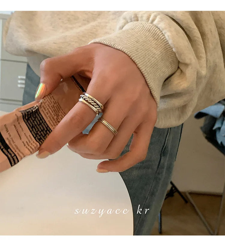 925 Sterling Silver Weave Stackable Rings For Women Wedding  Luxury Jewelry Accessories Wholesale Jewellery Argent 925