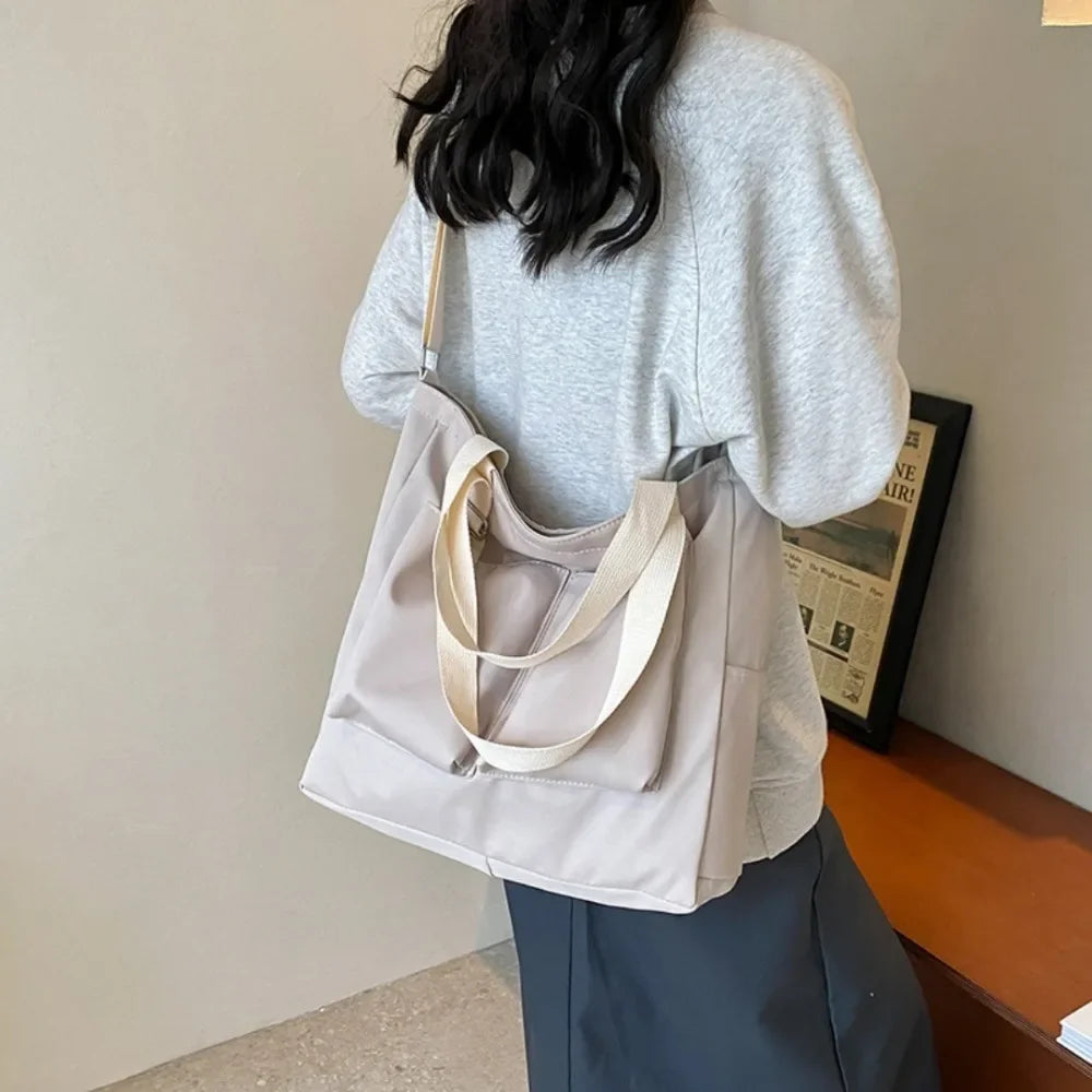 Summer Casual Women's Crossbody Bag Artistic Solid Color Student Shoulder Bag Large Capacity Simple Bag